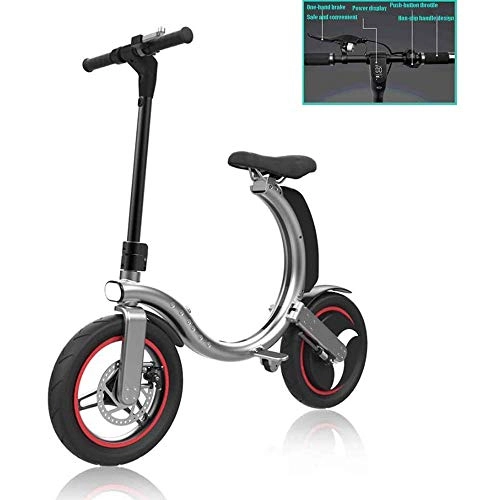 Bici elettriches : LQRYJDZ Orso Ebike 14 '' Bicicletta elettrica Pieghevole 36V 7.8AH Batteria al Litio 300W for l'e-Bike con Freno elettronico Adulti Bici elettriche (Color : Silver)