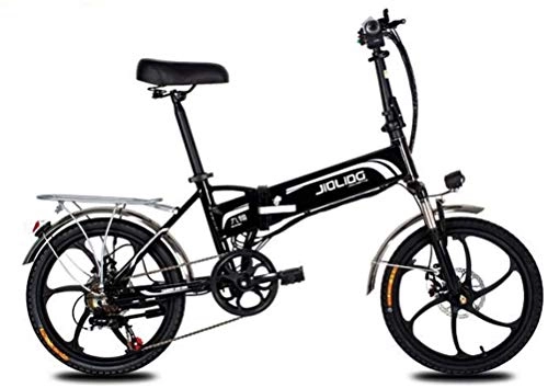 Bici elettriches : LUO Bici, bici elettrica da montagna per adulti, batteria al litio da 48 V, 7 velocità aerospaziale in lega di alluminio pieghevole bicicletta elettrica ruote da 20 pollici, nero, 45 km, Nero, 45KM