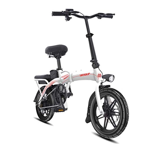 Bici elettriches : Luyuan Pieghevole Bicicletta elettrica 14 Pollici Intelligente LED Battery Car Piccola Batteria al Litio 48V10AH Bicicletta, Durata 50 km (Color : Black, Size : 125 * 57 * 100CM)