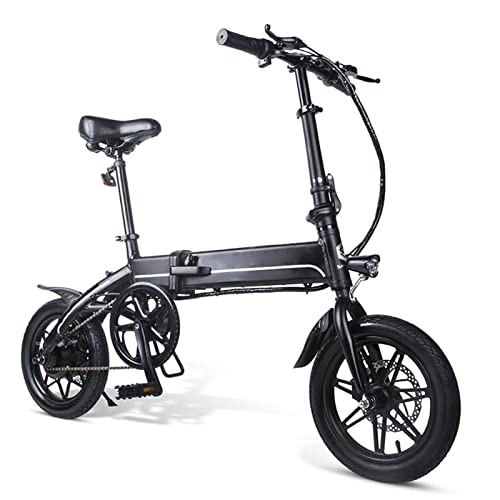 Bici elettriches : LWL Bicicletta Elettrica Adulti Bici elettrica Pieghevole del Motore 250W for Adulti 15, 5 mph da 14 Pollici Pneumatico Bicicletta elettrica 3 6V 7.5Ah. Batteria al Litio E-Bike (Colore : Nero)