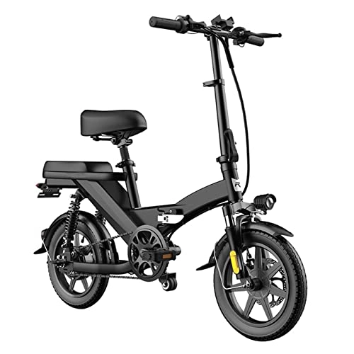 Bici elettriches : LWL Biciclette elettriche pieghevoli per adulti 350W 48V 20Ah 14 pollici pieghevole City Road Electromobile E-Bike mobilità bicicletta (colore: nero, dimensioni: 350W 48V 8AH)