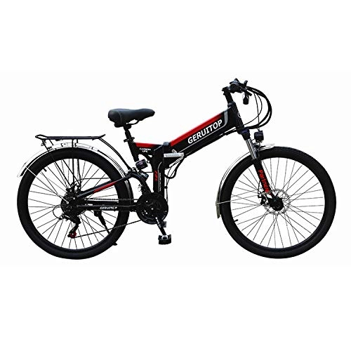 Bici elettriches : LXLTLB 26 Pollici E-Bike Mountain Bike Adulto Grande capacità Batteria al Litio 48V 10.4HA Bici Elettrica da Pieghevole Bicicletta Montagna, Nero