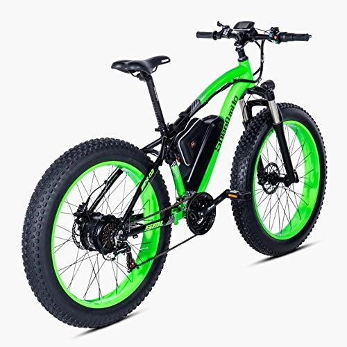 Bici elettriches : LXLTLB 26in E-Bike Mountain Bike 48V 15HA Batteria al Litio Bici Elettrica da Adulto Bicicletta da Montagna Gatto delle Nevi, Verde