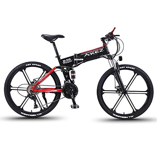 Bici elettriches : LXLTLB E-Bike 26 Pollici E-Bike Mountain Bike Pieghevole Adulto Grande capacità Batteria al Litio 36V 12.8HA Ciclomotore Bici Elettrica da Bicicletta da Montagna, Nero