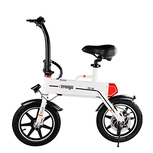 Bici elettriches : Lxn Mini Bicicletta elettrica alla Moda Smart 1 Secondo Pieghevole e Ruote Portatili 14 Pollici 36 V 5.2AH - Bianco