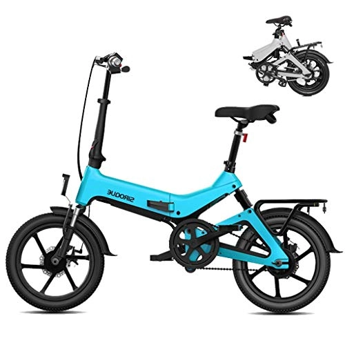 Bici elettriches : LZMXMYS Bici elettrica, Adulta della Bicicletta elettrica, Urban Commuter Pieghevole E-Bike, velocit Massima 25 kmh, 14inch Adulti Biciclette, 250W / 36V Carica Batteria al Litio (Color : Blue)