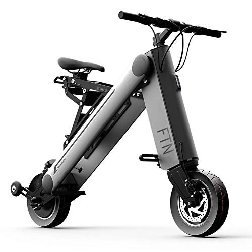 Bici elettriches : MAQLKC Biciclette elettriche Pieghevoli per Scooter da Viaggio per Adulti con Batteria al Litio per Mini Batteria per Uomo e Donna, Argento