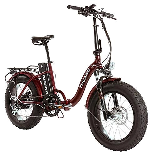 Bici elettriches : marnaula - tucano Monster 20 ″ Low-e-Bike Pieghevole - Sospensione Anteriore - Motore da 500 W (Rosso)