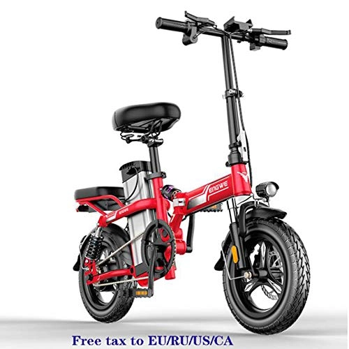Bici elettriches : MEICHEN Intelligente Elettrico Pieghevole Bici 14inch Mini Bicicletta elettrica 48V30A / 32A Batteria al Litio Citt 350W Potente Mountain Bike, Rosso, 48V30A