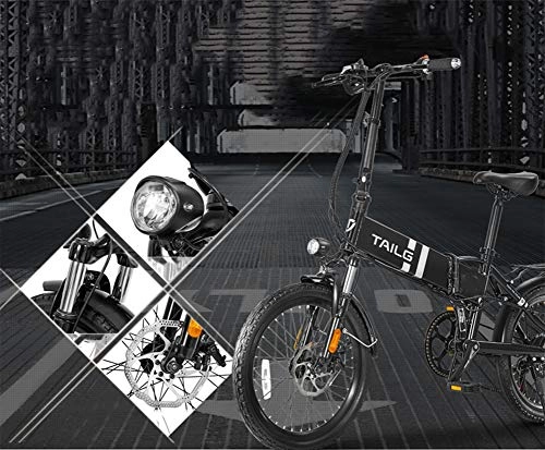 Bici elettriches : Mgcdd-Car Organizer Bicicletta Pieghevole Elettrica, da 20 Pollici Bicicletta Elettrica con 350W Motore, 36V 8.8Ah Batteria, Servoassistito Equitazione, 7 Marce (Nero)