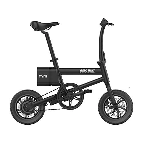 Bici elettriches : Mini Bici elettrica Pieghevole Pieghevole da 12 Pollici Mini Bici elettrica da 250w per Adulti-Nero