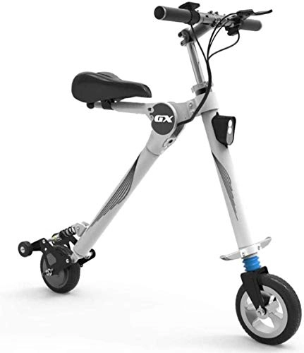Bici elettriches : Mini pieghevole auto elettrica for adulti batteria al litio bicicletta a due ruote portatile Batteria di viaggio dell'automobile LED Lhting fino a 18KM / H in grado di sopportare WEHT 150KG Bianco