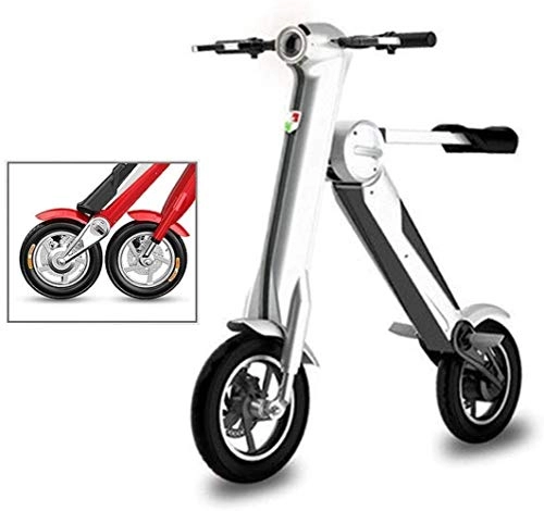 Bici elettriches : Mini Pieghevole Auto elettrica for Adulti Batteria al Litio Bicicletta a Due Ruote Portatile da Viaggio Batteria dell'automobile LED Lhting (può sopportare 180KG), Colore: Nero (Color : Grey)