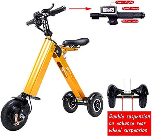 Bici elettriches : Mini pieghevole auto elettrica for adulti batteria al litio Bicicletta triciclo batteria al litio pieghevole portatile viaggio auto batteria (in grado di resistere WEHT 120KG) Grigio, Colore: Nero
