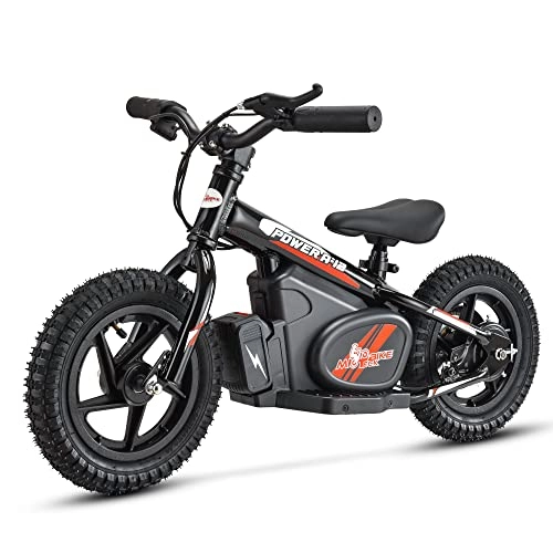 Bici elettriches : Mio Teck - Electric Balance Bike | Bici Elettrica per Bambini, 12 Pollici, 3-5 anni, 2 Velocità 8-16 Km / h, 24V 100W Brush Motor (Nero)