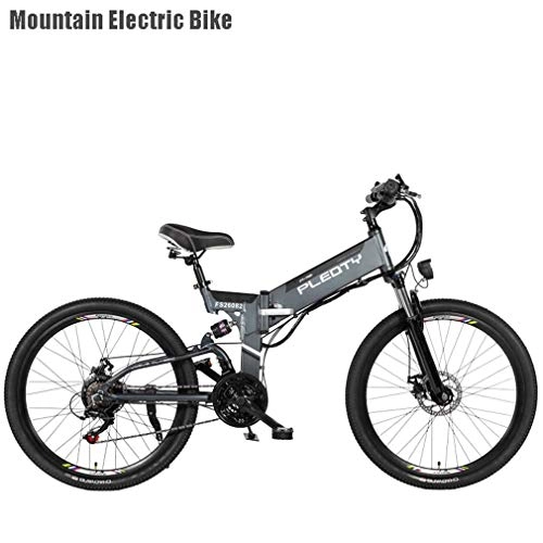 Bici elettriches : MJL Bicicletta da Neve da Spiaia, Mountain Bike Pieghevole per Adulti, 48V 10Ah, Biciclette in Lega Di Alluminio 480W, Bicicletta Fuoristrada a 21 Velocit, Ruote da 26 Pollici