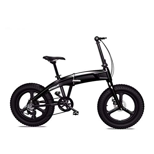 Bici elettriches : MJL Bicicletta da Neve da Spiaia, Mountain Bike Pieghevole per Adulti, Bici da Neve da Spiaia in Lega Di Alluminio 350W, Bicicletta da Citt 36V 10.4Ah, Ruote da 20 Pollici, Nero, Nero