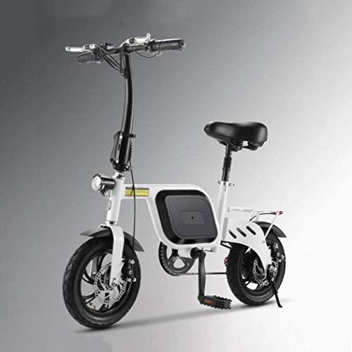 Bici elettriches : MMJC - Bicicletta elettrica per adulti, pieghevole, leggera, con doppio freno a disco, con illuminazione LED, impermeabile, doppio assorbimento degli urti, colore: bianco, 40 km