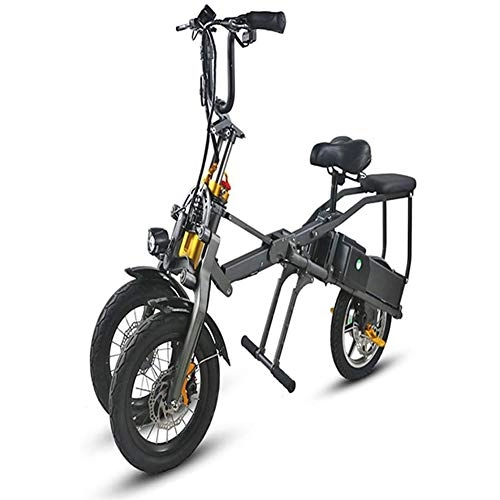 Bici elettriches : MMJC Portable 14 Pollici A Tre Ruote Elettrico Triciclo Biciclette Elettriche Adulti Pieghevole Bicicletta Elettrica 36V Portata Massimo 75Km Adulti