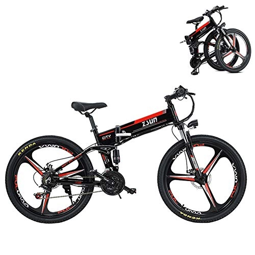 Bici elettriches : Mountain Bike Elettrica, 26" Biciclette Elettriche per Adulto con Batteria Rimovibile agli Ioni di Litio da 48 V 8 Ah Bicicletta Pieghevole 21 velocit Unisex (Color : Black)