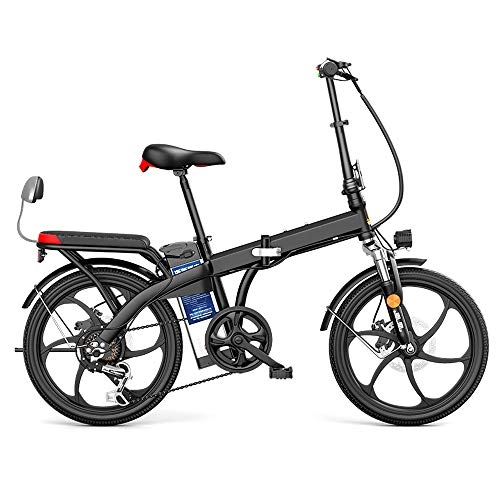 Bici elettriches : Mountain Bike Elettrica Bici Elettrica Bici Pieghevole Ebike Pneumatici da 20 Pollici Bici Elettrica Pieghevole Motore 250W Watt 7 velocità Bici Elettrica per Adulti, Nero, 55KM