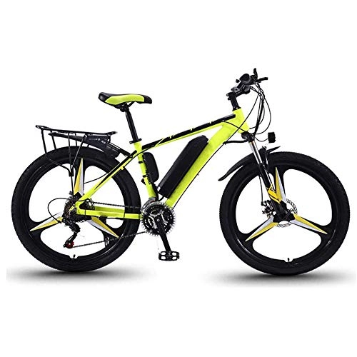 Bici elettriches : Mountain Bike Elettrica da 26 '', Bicicletta Elettrica con Sedile Posteriore E Luce di Posizione A LED, Bici Elettrica A 21 velocità, Yellowa, 10AH