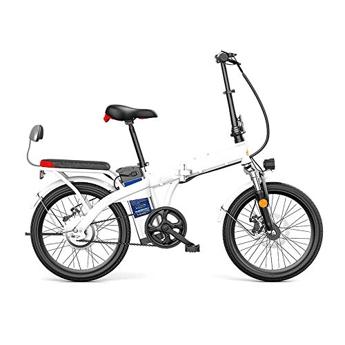 Bici elettriches : Mountain Bike Elettrica, Materiale in Acciaio al Carbonio Bici Elettrica Bici Pieghevole Ebike Pneumatici da 20 Pollici Bici Elettrica Pieghevole Motore 250W / 48V, Bianca, 45KM