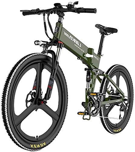Bici elettriches : Mountain Bike Elettrica Pieghevole 400 W 48 V 10 Ah Shimano Bici Elettrica A 7 velocità in Lega di Magnesio 26"Pneumatici Fuoristrada E-Bike Impermeabile per Adulti, White