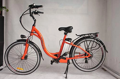 Bici elettriches : movable 250W 36V 10.4AH Bici elettrica 26'x2.125 Bike Cruiser 6 velocità Shimano deragliatore Snow Beach eBike Bicicletta Sistema di Freno a Disco Meccanico (Arancia)