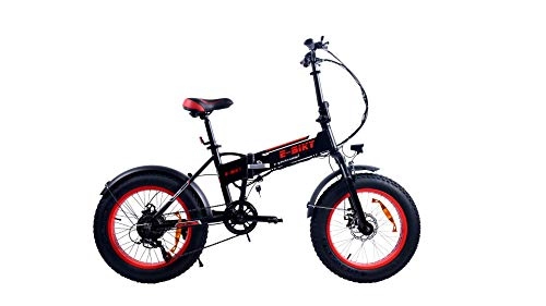 Bici elettriches : MR J toys&more Bicicletta Elettrica 20'' Ripiegabile, Cambio con 6 velocità, Display LED, Freno a Disco, Batteria 48 V (Nera)