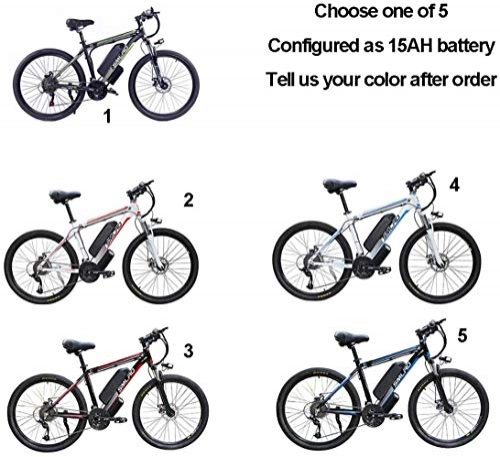 Bici elettriches : MRXW Biciclette elettriche per Adulti, 360W in Lega di Alluminio Bicicletta Amovibile Ebike 48V / 10 Ah Batteria agli ioni di Litio in Mountain Bike / Interruttori Ebike, 15AH