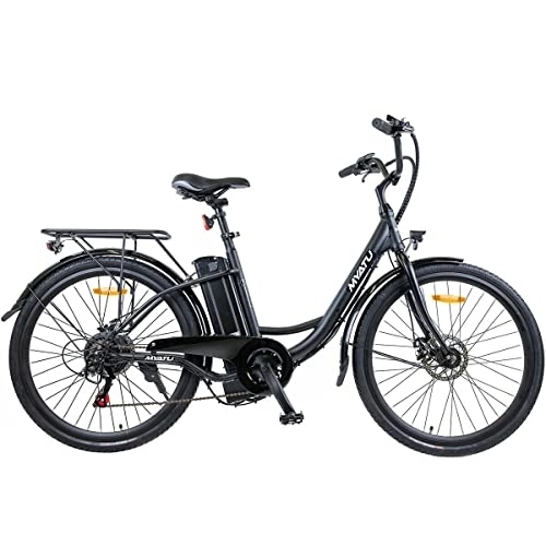 Bici elettriches : Myatu Deragliatore elettrico da 26", 250 W, batteria 12, 5 Ah36 V, 6 marce (nero)