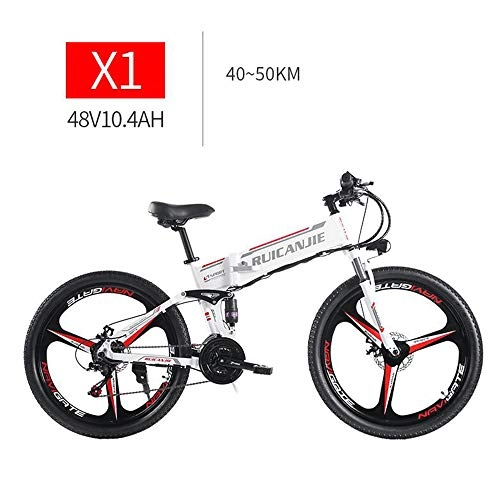 Bici elettriches : MYYDD Pieghevole Bicicletta elettrica da Uomo Mountain Ebike 26 Pollici Pneumatico Grasso Bici da Strada Bicicletta Pedali da Neve con Freni Meccanici (Batteria al Litio Rimovibile), B