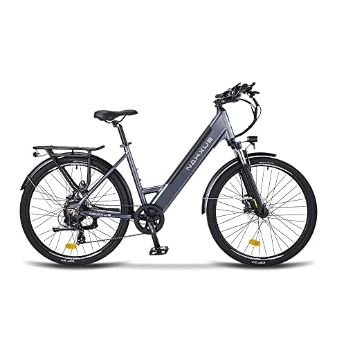 Bici elettriches : nakxus Bicicletta elettrica 26M208, bicicletta elettrica da 26", da trekking, con batteria al litio da 36 V, 12, 5 Ah, fino a 100 KM, motore da 250 W, compatibile con l'UE, colore: grigio