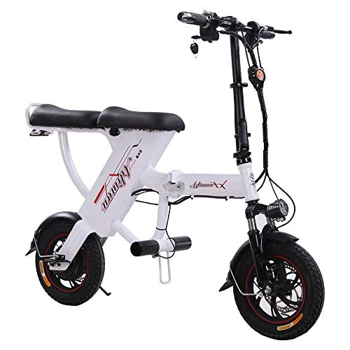 Bici elettriches : NBWE Bici elettrica da 12 Pollici con Batteria al Litio Pieghevole da Viaggio per Bici da Doppio Uomo e Donna alla Guida di Mini Scooter da 48 V per Adulti