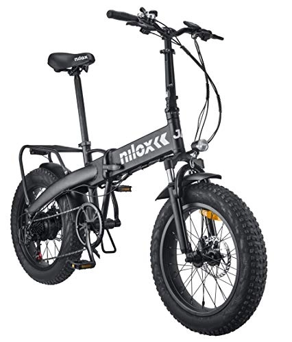 Bici elettriches : Nilox - E-Bike J4 - Bici Elettrica con Pedalata Assistita - Motore Brushless High Speed da 36 V - 250 W e Batteria Removibile LG da 36 V - 8 Ah - Gomme Fat da 20" e Doppio Freno a Disco
