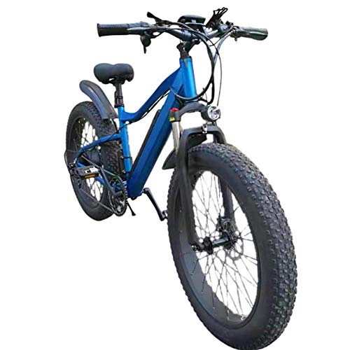 Bici elettriches : NMDD Bicicletta elettrica, motoslitte Larghe e grasse, Bici da 26 Pollici con Batteria al Litio a velocità variabile per Sport all'Aria Aperta in Montagna - Blu, 26 Pollici x 18, 5 Pollici