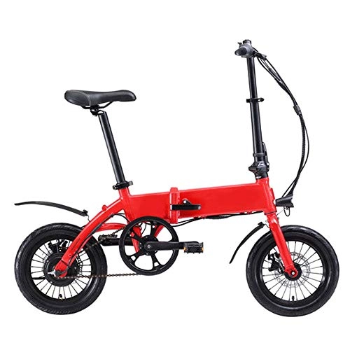 Bici elettriches : NXXML Bicicletta elettrica Pieghevole Leggera, Bici elettrica da 360 W, Mini Bicicletta elettrica da 12 Pollici con Freno a Doppio Disco per Faro, Rosso