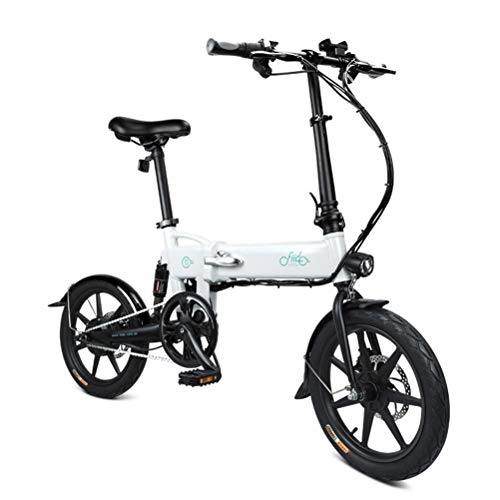 Bici elettriches : OD-B Bicicletta Elettrica Pieghevole A Doppio Disco Freno Bicicletta Elettrica Intelligente in Lega di Alluminio 250 W 7.8 Ah Batteria Pieghevole A con Pedale Elettrico Bicicletta per Adulti, White