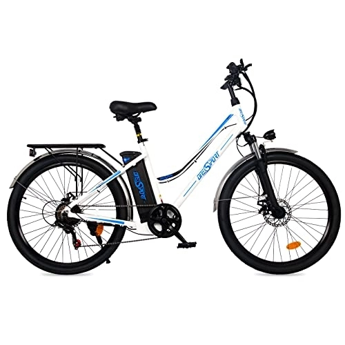 Bici elettriches : Onesport Bici Elettrica Pieghevole 26", Bicicletta Elettrica per Uomo e Donna 250W, E-Bike Shimano 7 Velocità LED 25KM / H, Batteria rimovibile 36V / 10Ah (BK1, Nero)