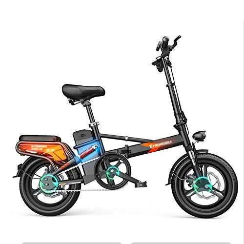 Bici elettriches : OQJUH Bicicletta elettrica Ebike Bicycle Folding48 V 14, 5 Ah batteria al litio bicicletta elettrica in lega di alluminio con tre modalità di lavoro con sedile posteriore, Endurance200 kM