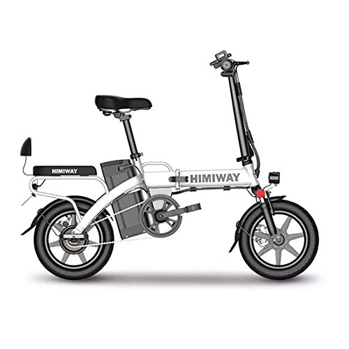 Bici elettriches : OTO Bicicletta Pieghevole elettrica - Mini Scooter al Litio da 14"- 48V25ah con Cuscinetto a Doppio Disco 150KG - Nero, Bianco, White