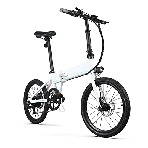 Bici elettriches : paritariny Bici elettrica Bicicletta elettrica Pieghevole della Batteria al Litio da 20 Pollici (Color : White)