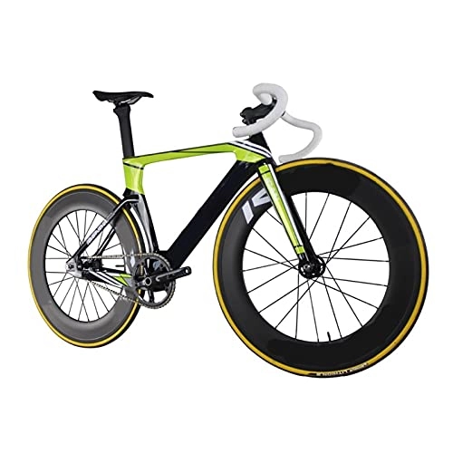 Bici elettriches : paritariny Bici elettrica Bicicletta Integrale in Carbonio aerodinamico in Carbonio Senza Freno velocità Singola Bicicletta Verde Dimensioni 49 / 51 / 54 / 56 cm
