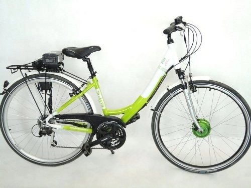 Bici elettriches : PB elettrico Bike City Signora con motore anteriore, 36V / 10, 4Ah cremagliera della batteria, verde