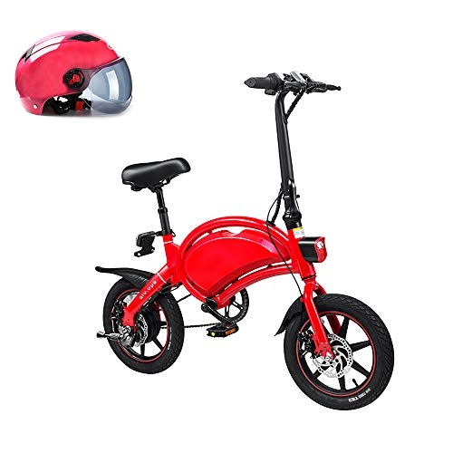 Bici elettriches : Pc-Glq 14" City Bike Elettrica Pieghevole, 250W Bici Regolabile, Batteria al Litio da 36 V / 10, 4 Ah, Bici Elettrica Unisex per Adulti E Genitori-Figli, Rosso