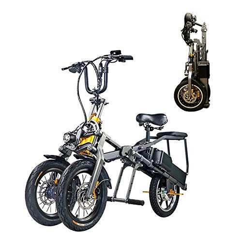 Bici elettriches : Pc-Glq 14" Ebike Bici Elettrica, 30Km / H E-Bike per Adulti con Batteria al Litio 350W 48V, Freno Olio Idraulico, Triciclo Elettrico con Struttura Rovesciata