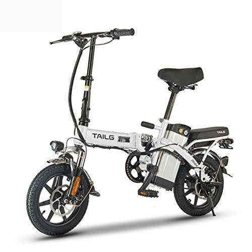 Bici elettriches : Pc-Hxl Biciclette elettriche E-Bike Portatile Pieghevole Intelligente in Alluminio con 48 V Batteria agli ioni di Litio E-Bike Potente Motore da 250 W velocità Massima di Circa 25 km / h, Bianca