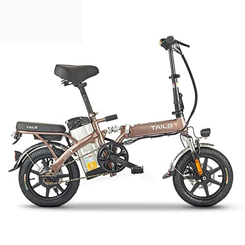 Bici elettriches : Pc-Hxl Biciclette elettriche E-Bike Portatile Pieghevole Intelligente in Alluminio con 48 V Batteria agli ioni di Litio E-Bike Potente Motore da 250 W velocità Massima di Circa 25 km / h, d'oro