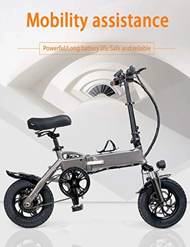 Bici elettriches : Pieghevole Bici elettrica-Facile Portatile 14"E-Bike aggiornati Biciclette elettriche per Adulti Sport all'Aria Aperta Ciclismo Viaggi Commuting, Grey-OneSize